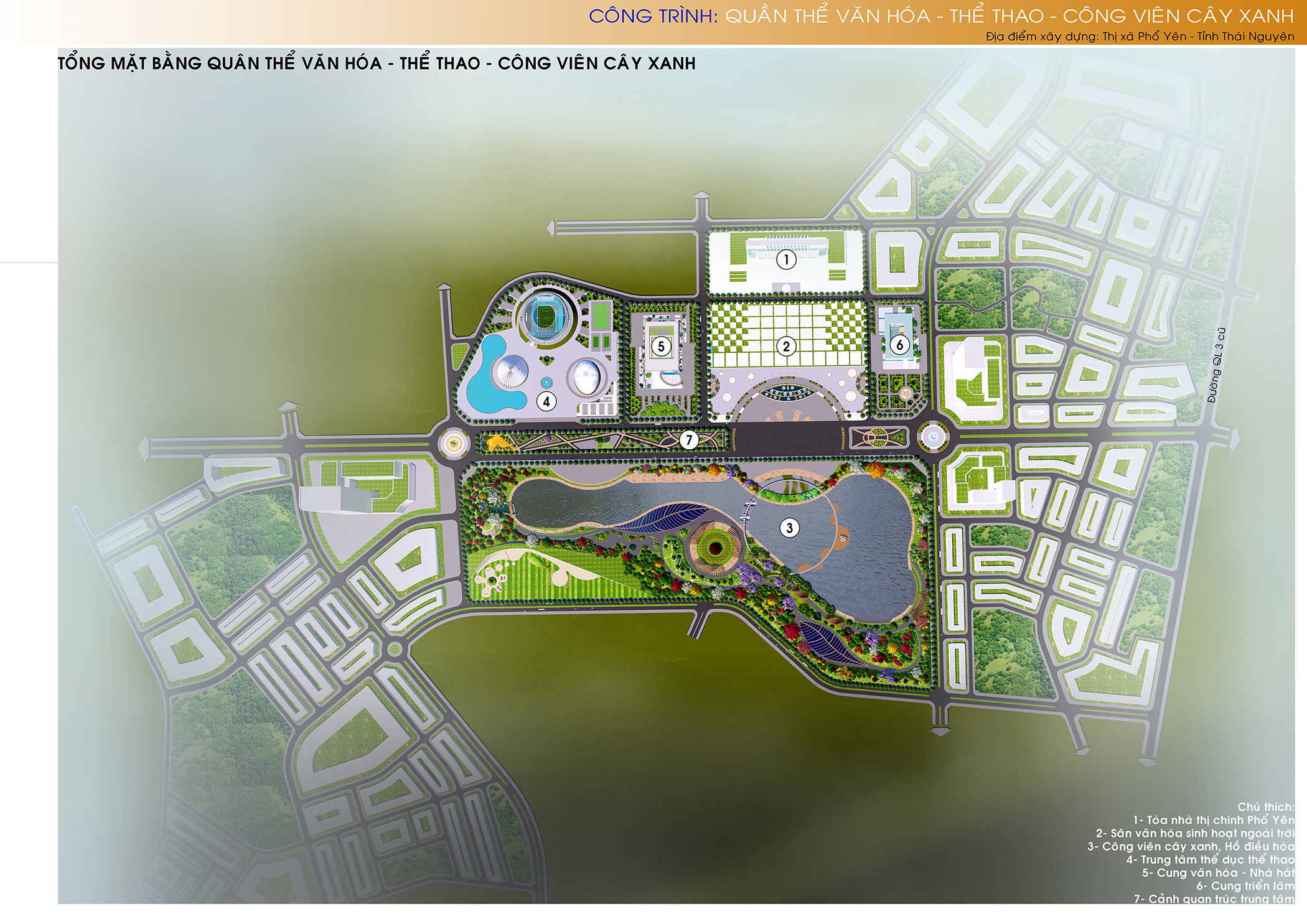 Quần thể công viên cây xanh – Thể dục thể thao thành phố PHổ Yên